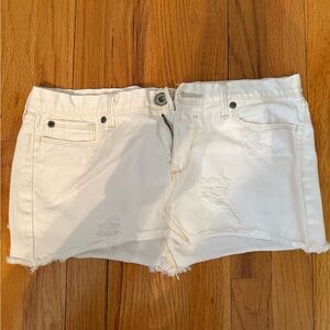 Hollister White Distressed Jean Shorts